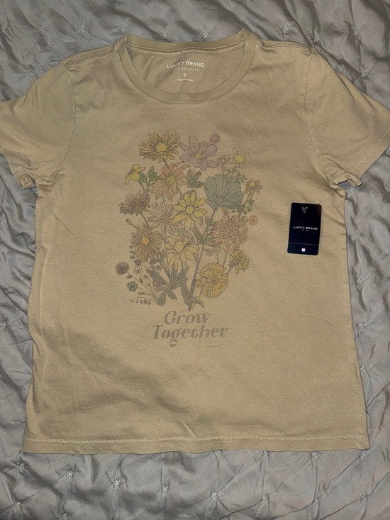 Lucky Brand Tops - Lucky Brand Beige Floral 'Grow Together' Tee